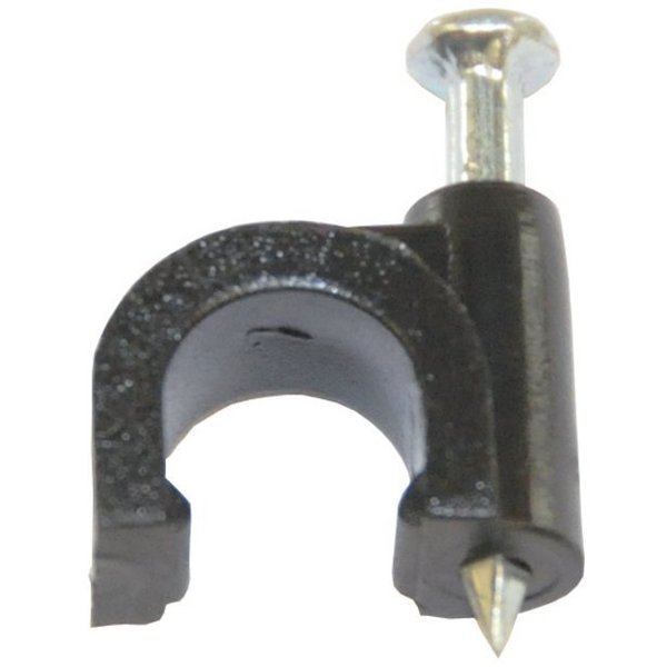 Cable Staple, Nail, 1/4In, Black, PK100