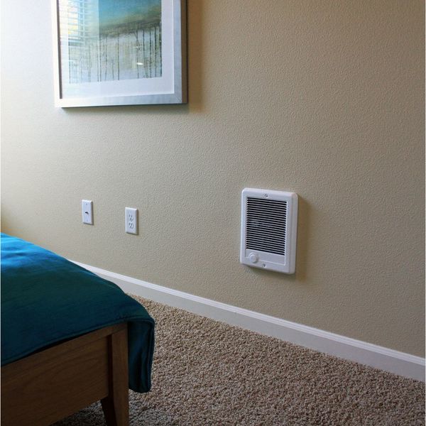 Recessed Electric Wall-Mount Heater, Recessed, 1000/750W W, 208/240V AC, White