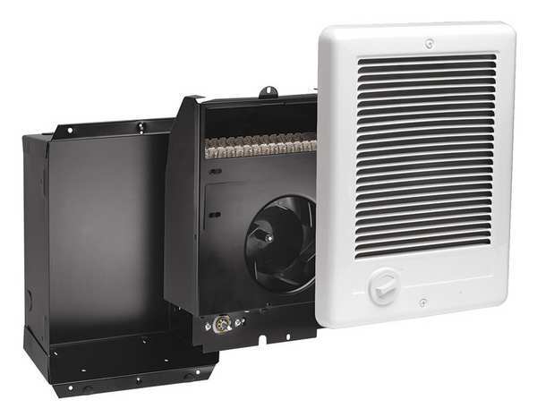 Recessed Electric Wall-Mount Heater, Recessed, 1000/750W W, 208/240V AC, White