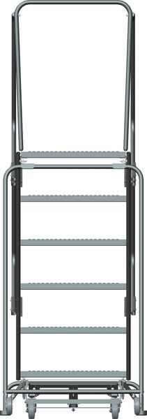 93 in H Steel Rolling Ladder, 6 Steps