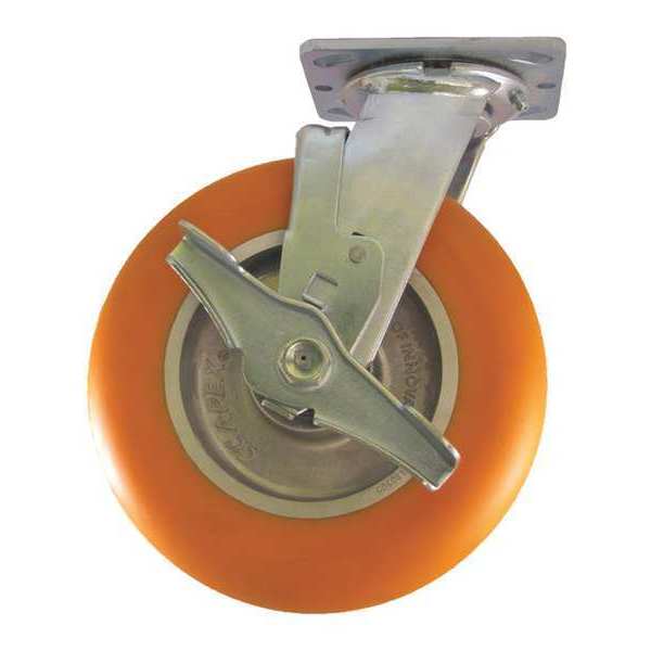 Swivel Plate Caster, w/Brake, SideStrap, 8