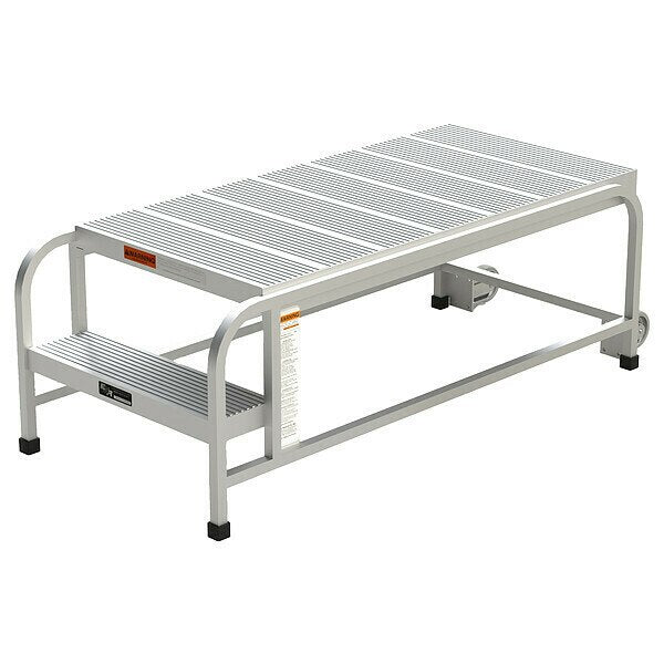 Aluminum Mobile Work Platform, 2 Steps, No Handrails, 48